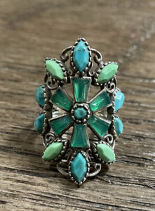 Silpada Sterling Silver Turquoise Agate Kaleidoscope Ring Size 7 R2870 Rare EUC
