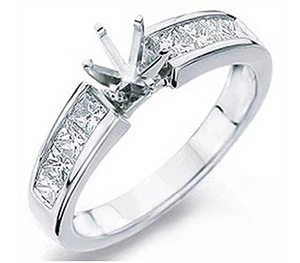 Anillo de compromiso de oro de 14 k blanco con montura G VS2 de diamantes canal princesa de 0,75 quilates  - Imagen 1 de 3