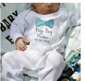 Personalised Page Boy Unique Baby Romper Bib Set, Quality toddler Clothing - Picture 1 of 2