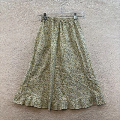 Falda Midi Vintage XS 00 0 23 24 Verde Ditsy Floral Cottagecore Pradera Hecha a Mano Foto 1 de 4