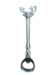 Apribottiglie testa alce cervo metallo argento 7 - Foto 1 di 4