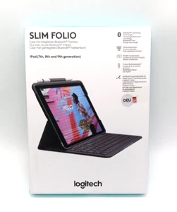 Logitech Slim Folio Tastaturhülle für Apple iPad 7./8./9. Gen - Graphit Deutsch - Bild 1 von 5