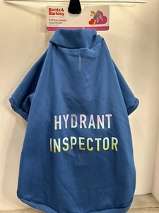 Boots & Barkley Dog Size XL Blue HYDRANT INSPECTOR Pet Sweatshirt, Up To 100 Lbs - Picture 1 of 7