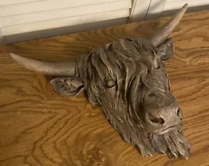 3D Resin Cow Head Wall Art, Rustic Cabin - Picture 1 of 6