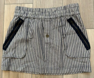 Calypso St. Barth Mini Skirt Large Blue and White Ticking Stripes Pockets w/Zips - Picture 1 of 6
