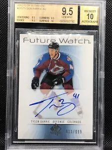 2012-13 Sp Authentic Auto Rookie Tyson Barrie Bgs 9.5 GEM MINT Future Watch - Picture 1 of 2