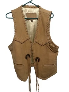 Chaleco Vintage Western Tan First Cuero Talla Grande Usado en Excelente Condición - Imagen 1 de 7
