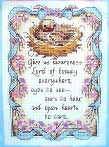 Sentimentals Kit 72067 Bird in Nest Counted Cross Stitch Give Us Awareness - Picture 1 of 3