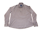 ETON Long Sleeve Slim Pique Polo Shirt Light Grey 100% Cotton Mens Large ** (XL)