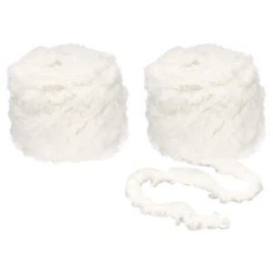 70yds Faux Fur Yarn 2 Skeins Fuzzy Yarn Crochet Fluffy Yarn Soft Beige White - Picture 1 of 7