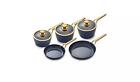 Tower T900120 5 Pce Ceramic Non Stick Pan Set, Blue and Gold, Used, Scratch
