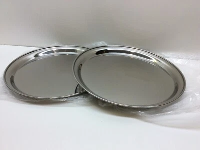 2 - Royal Industries Service Tray Round Stainless Steel 16'' Silver - Image 1 of 4