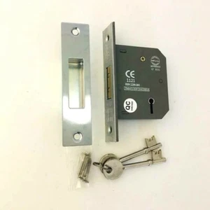 Eclipse 5 Lever Satin Chrome Face Mortice DeadLock - 2.5" / 63mm Case Depth - Picture 1 of 1