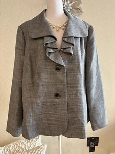 Blazer/giacca Le Suit Donna Grigio Arruffato Collo, 2 Bottoni, Foderato - Taglia 22W - Foto 1 di 11