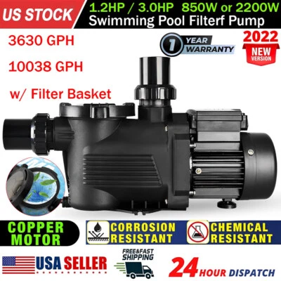 3HP High-Flo In Ground Inground Pool Pump 110V 60MM Ports 3 Horse Power - Image 1 of 4