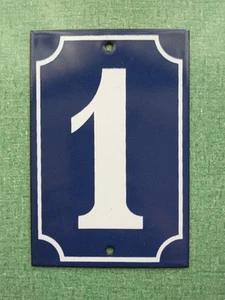 Antique French 4" x 6" Enamel Porcelain House Number Address Sign #1 - Picture 1 of 1