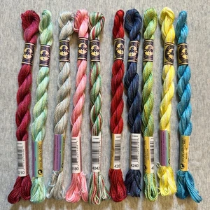 10 DMC Perle Color Variations Size 5 Pearl Cotton Thread No Repeats NOS - Picture 1 of 5