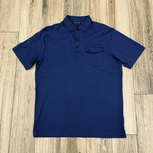 Devereux Golf Men’s Navy Blue Pocket Polo Shirt Size Large/L EUC Peru - Picture 1 of 7