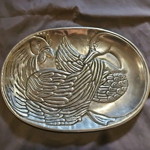 Vintage CAST Aluminum BIRD Chicken Goose Serving Tray 13.5"x9.75" Made In Mexico - Picture 1 of 6