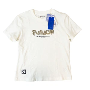 Fila Fusion T-Shirt Boys Medium Ivory Short Sleeve Crewneck 100% Cotton - Picture 1 of 7