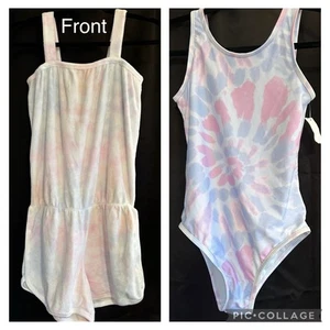 Girls GAP NWT Pastel Tie Dye 1pc Swimsuit Suit, Terry Cloth Cover Lot sz XL, 12 - Picture 1 of 7