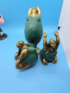 3 Thai Solid Fat Woman Lady Yoga Pose Sculpture Statue Resin Handcraft Hand Up - Picture 1 of 17