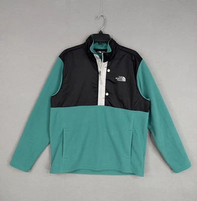 The North Face Jacket Mens Large Aqua Blue Black Fleece 1/2 Zip Pullover Sweater - Image 1 of 4