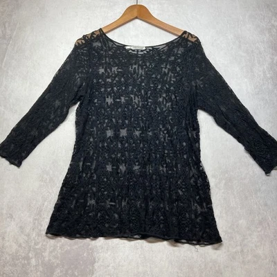 Top de encaje Maurices negro talla 1X semi transparente corporativo gótico caprichoso manga larga Foto 1 de 4