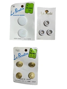 Lote Botones Vintage Oro Blanco Metal Adornado y Plástico Acrílico - Imagen 1 de 5