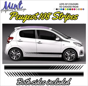 PEUGEOT 108 Rayas Laterales 3/5 PUERTAS GTI Calcomanías Adhesivas Gráficos P&P 003 GRATIS - Imagen 1 de 4