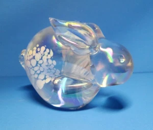 Art Glass Irredescent Bunny Rabbit Paperweight Figurine - Picture 1 of 10