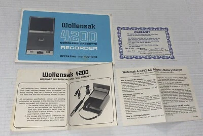 Papeles de instrucciones Wollensak 3M 4200 de colección SOLO para grabadora de casete Foto 1 de 4
