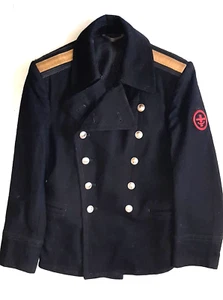 Original Sowjetisch Russische Armee Wollmantel Schwarz Kurz Offizier Marine Marines - Bild 1 von 5