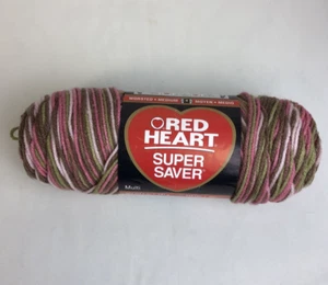 Red Heart Super Saver Yarn Pink Camo #0972 Pink Brown Green 5 Oz Skein Worsted - Picture 1 of 6