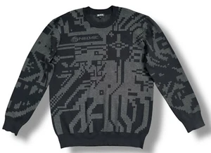 Neo4ic Tit4n Titan Pullover Cyberpunk Pixels Black Knit Sweater Sweatshirt Sz L - Picture 1 of 10