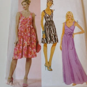 Butterick 5486 Fit Flare Dress Wrapped Drape Bodice Raised Waist Pleats 16-22 - Picture 1 of 5
