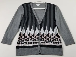 New York & Company Strickjacke Damen Medium M Geometrisch 3/4 Ärmel Strickpullover - Bild 1 von 11