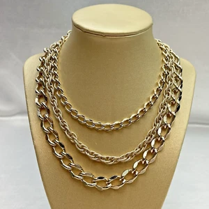 Vtg Made in Western Germany Gold Tone 3 String Choker Chain Necklace 18" Long - Picture 1 of 12