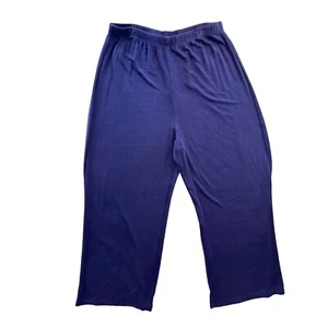 Chicos Travelers Size 2 (XL) Slinky Blue Pants Stretch Wide Leg E484 - Picture 1 of 6