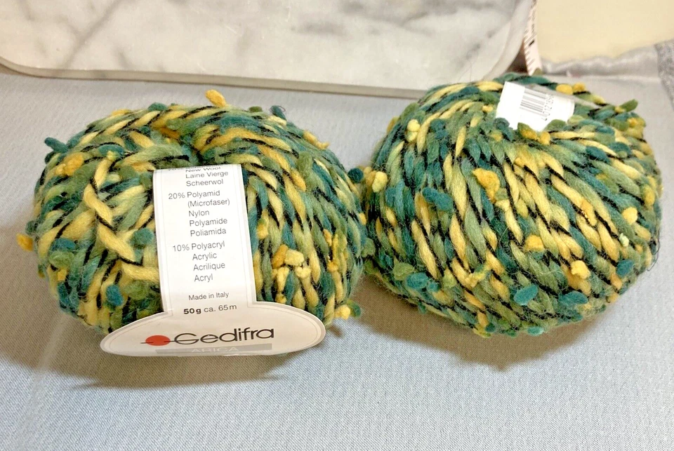 2件Gedifra纱线非洲羊毛混纺50克, 绿色 — 第 1/1 张图片