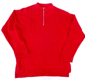 Suéter Pullover Talbots Petites M 100% Algodón Manga Larga Rojo PM 1/4 Cremallera - Imagen 1 de 6
