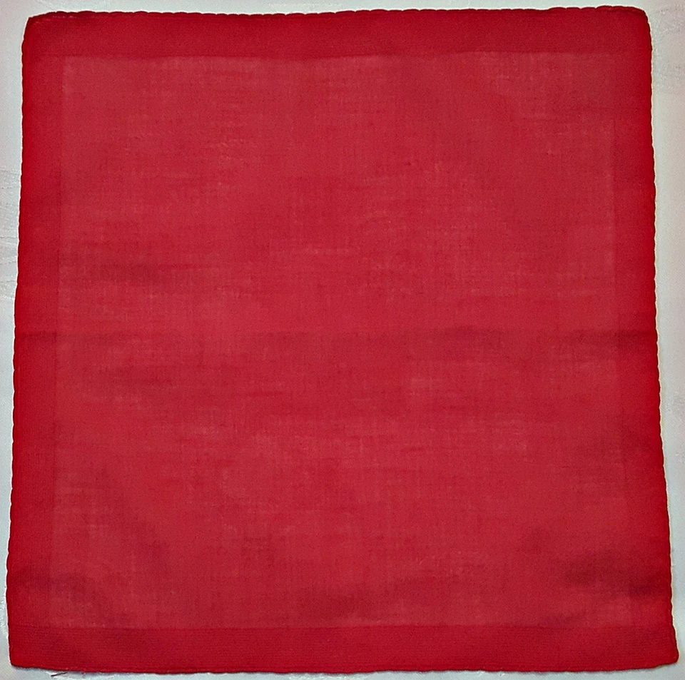 ВИНТАЖНЫЙ ПОДЛИННЫЙ ТВЕРДЫЙ КРАСНЫЙ ХЛОПОК 12 «КВАДРАТНЫЙ КАРМАН МАЛЕНЬКИЙ ШАРФ - Изображение 1 из 3