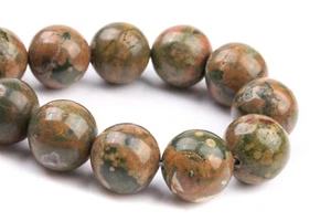 Cuentas sueltas redondas de riolita natural genuina de 15-16 mm para selva tropical grado AAA 7,5" - Imagen 1 de 4