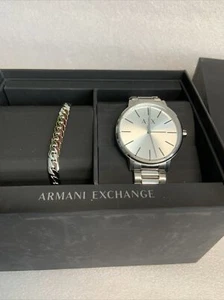 Armani Exchange Silver Watch And Bracelet Set. AX7138SET - Picture 1 of 13