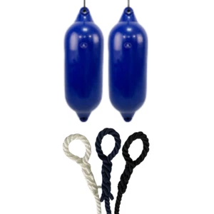 2 x HURRICANE Boat Fenders: Sea Blue PM07 - FREE SPLICED END 10MM ROPE - Picture 1 of 2