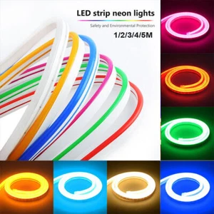 1M/2M/3M/5M 12V Flexible Sign Neon Lights Silicone Tube LED Strip Waterproof US - Picture 1 of 20