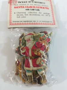 Old Repro Santa Clause Cutouts w/tag strings (set of 12) NIB - Picture 1 of 4