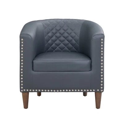 Cadeira Accent Braço Barril Banheira Cadeira Couro Ecológico Sofá Cadeira Para Sala Quarto - Imagem 1 de 4