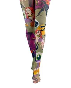 RETRO CARTOON ALTERNATIVE TIGHTS PAMELA MANN HORROR PARTY FUNKY - Picture 1 of 1