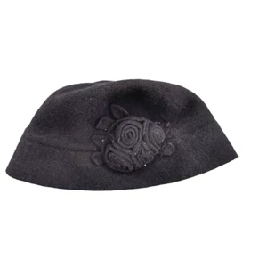 CROFT AND BARROW Felt Wool Cloche Bucket Hat Collapsible Rose Floral 20s Flapper - Foto 1 di 8